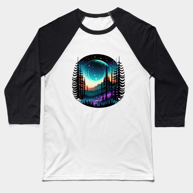 Galactic Forest II - White BG Baseball T-Shirt by Shappie112